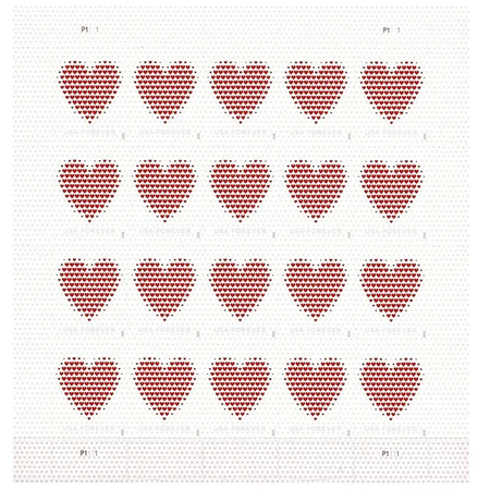 Made of red Hearts 2020  love wedding - 5 Sheets 100 Pcs Unused Stamps for Mailing hot